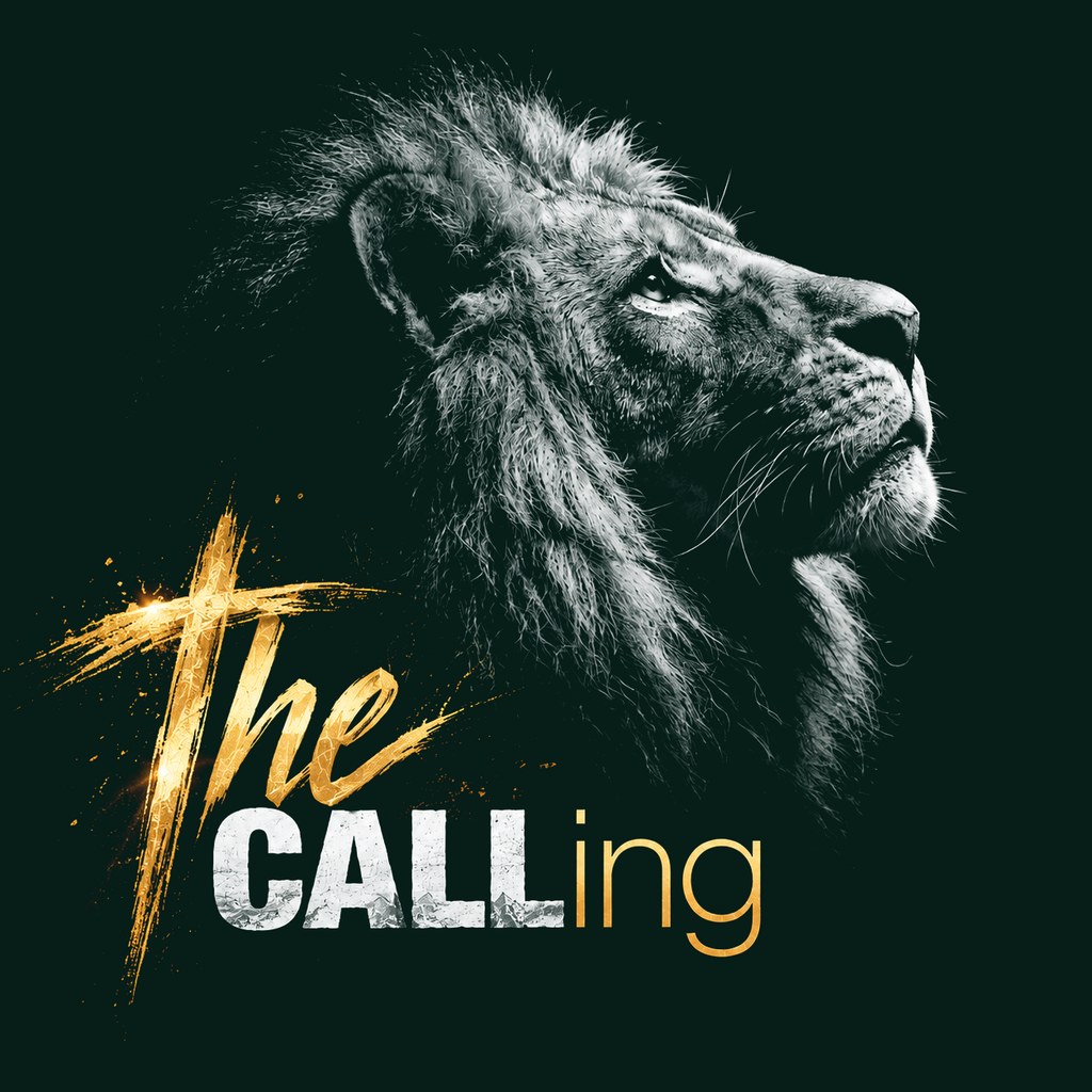A lion looking upward beside the words The CALLing in gold and white